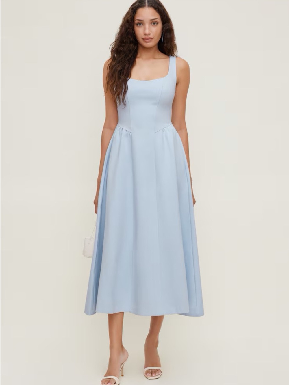 NEW Dynamite Irina Ponte Light Blue Scoop-Neck Midi Dress